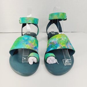 37 7 Free People Women's Sun Peaks Sandal in Peacock Monarch Ankle Strap NIB